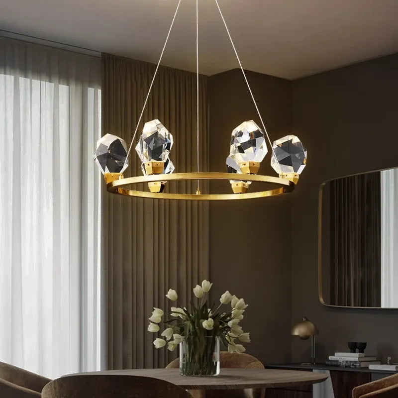 Luxury living room chandelier modern atmosphere full copper ice Ling dining room bedroom lamps Nordic crystal lamps by Zhongsan | Souqify