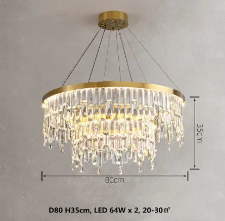 Luxury Modern Villa K9 Crystal Lustre Led Pendant Lights Round Gold Metal Led Suspend Light Living Room Led Luminarias Lamparas by Zhongsan | Souqify