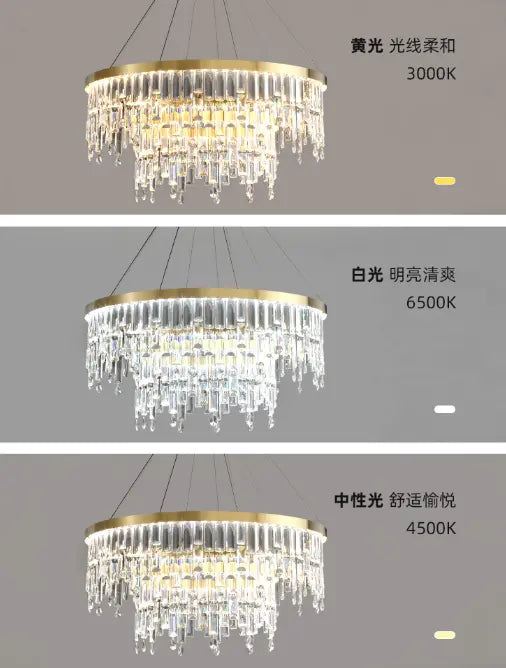 Luxury Modern Villa K9 Crystal Lustre Led Pendant Lights Round Gold Metal Led Suspend Light Living Room Led Luminarias Lamparas by Zhongsan | Souqify