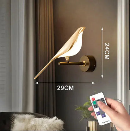 Magpie Bird Lamp LED Wall Lamp Bedroom Bedside Parlor Background Wall Decoration Wall Sconce Indoor Lighting Nordic Style Art by Zhongsan | Souqify