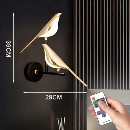 Magpie Bird Lamp LED Wall Lamp Bedroom Bedside Parlor Background Wall Decoration Wall Sconce Indoor Lighting Nordic Style Art by Zhongsan | Souqify