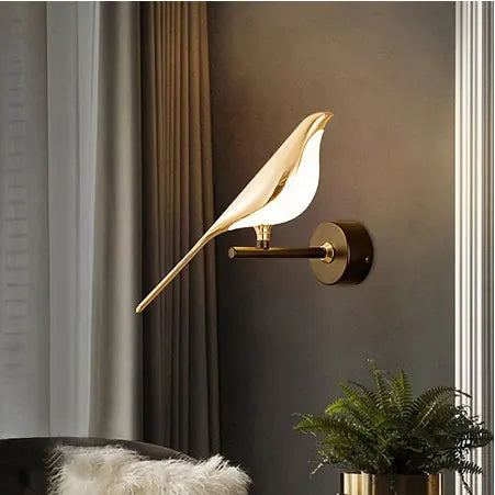 Magpie Bird Lamp LED Wall Lamp Bedroom Bedside Parlor Background Wall Decoration Wall Sconce Indoor Lighting Nordic Style Art by Zhongsan | Souqify