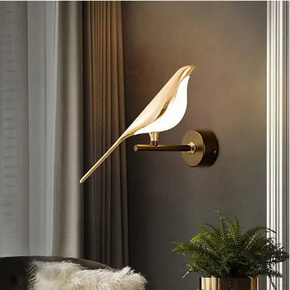 Magpie Bird Lamp LED Wall Lamp Bedroom Bedside Parlor Background Wall Decoration Wall Sconce Indoor Lighting Nordic Style Art by Zhongsan | Souqify