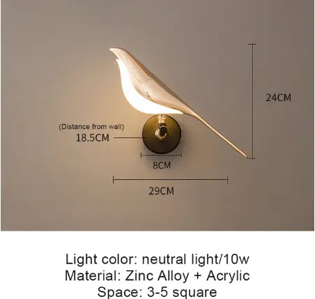 Magpie Bird Lamp LED Wall Lamp Bedroom Bedside Parlor Background Wall Decoration Wall Sconce Indoor Lighting Nordic Style Art by Zhongsan | Souqify