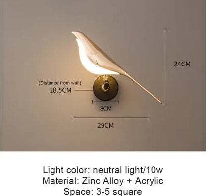 Magpie Bird Lamp LED Wall Lamp Bedroom Bedside Parlor Background Wall Decoration Wall Sconce Indoor Lighting Nordic Style Art by Zhongsan | Souqify