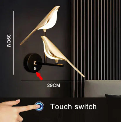 Magpie Bird Lamp LED Wall Lamp Bedroom Bedside Parlor Background Wall Decoration Wall Sconce Indoor Lighting Nordic Style Art by Zhongsan | Souqify