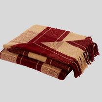 Maroon Checkered Handwoven Cotton Throw with fringe 50" x 60" (127 x 172 cm) by Luv Saffron | Souqify