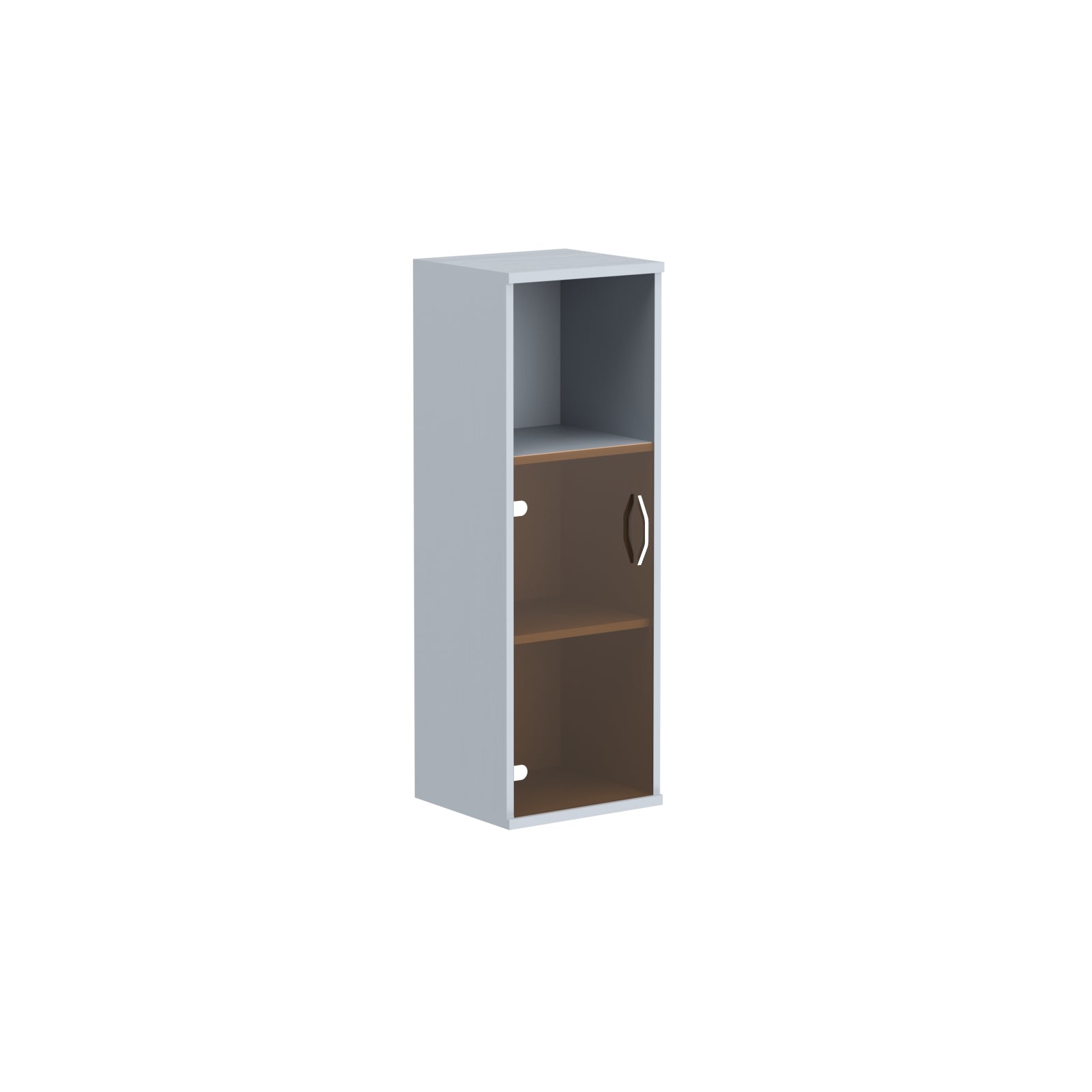 MEDIUM HEIGHT CABINET, MADE IN E1 LAMINATE CHIPBOARD, WITH GLASS SWING DOOR AND OPEN SHELF by Treejar | Souqify