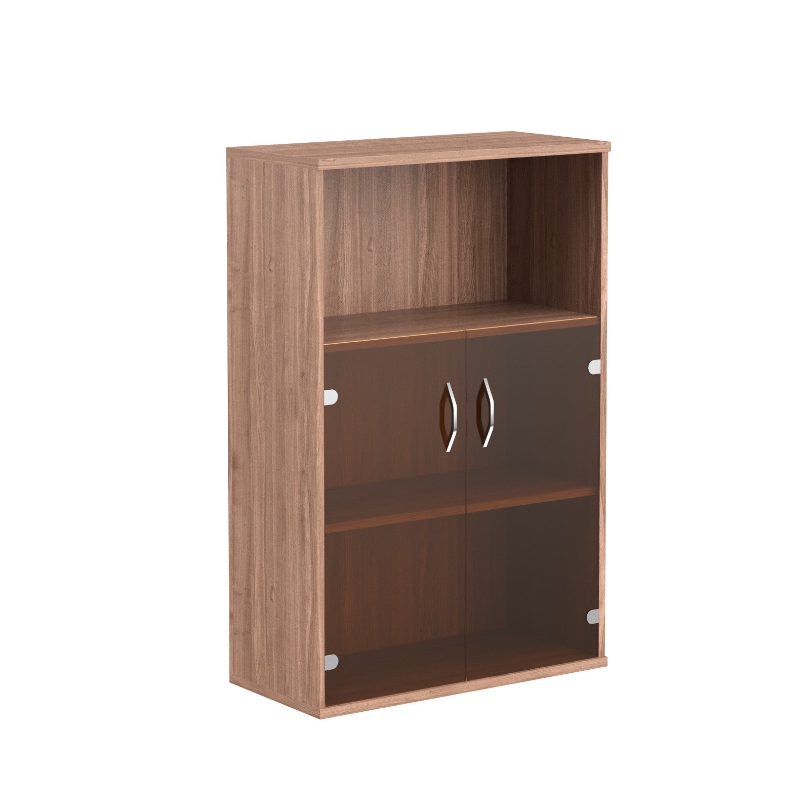 MEDIUM HEIGHT CABINET, MADE IN E1 LAMINATE CHIPBOARD, WITH GLASS SWING DOOR AND OPEN SHELF by Treejar | Souqify
