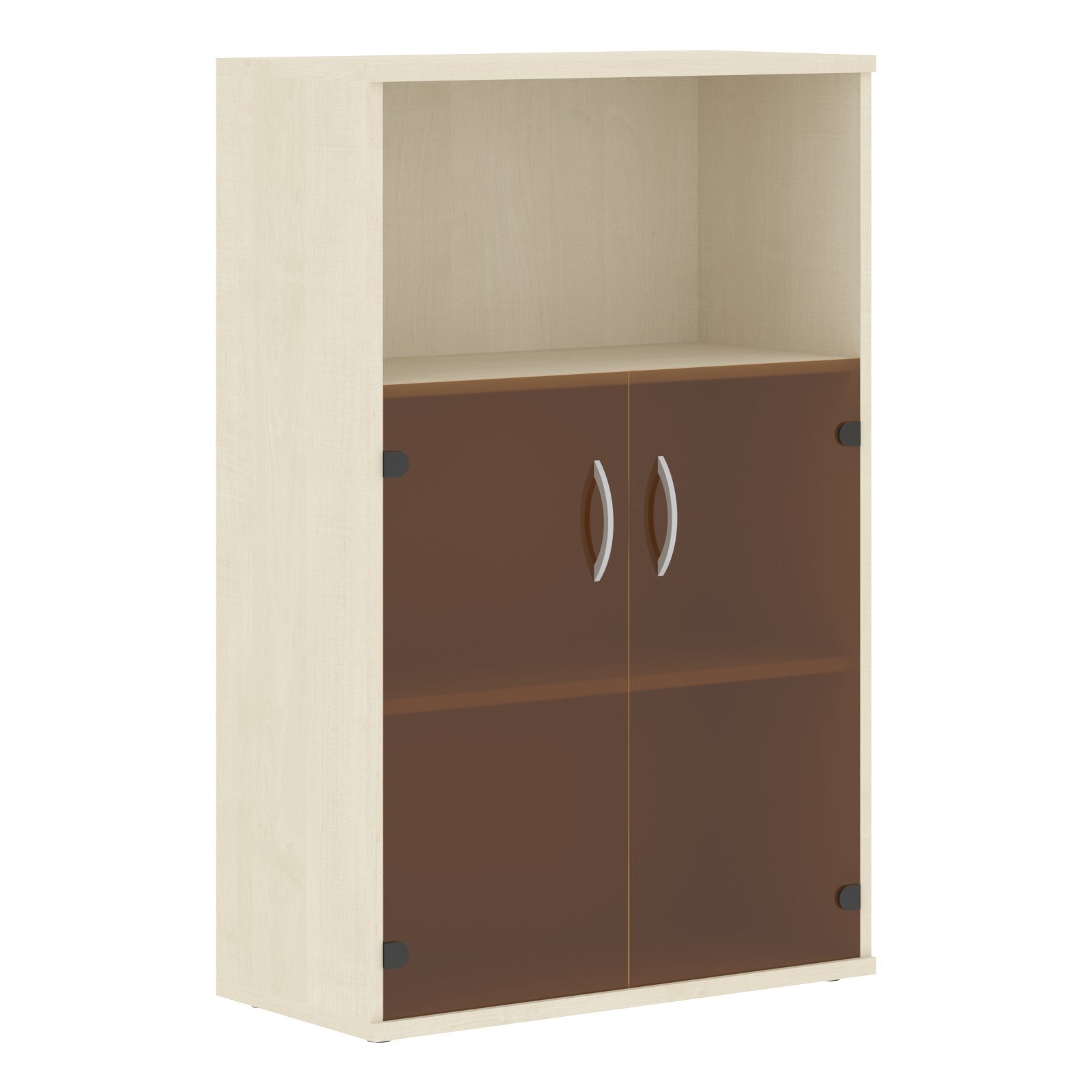 MEDIUM HEIGHT CABINET, MADE IN E1 LAMINATE CHIPBOARD, WITH GLASS SWING DOOR AND OPEN SHELF by Treejar | Souqify
