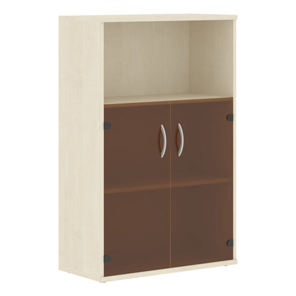 MEDIUM HEIGHT CABINET, MADE IN E1 LAMINATE CHIPBOARD, WITH GLASS SWING DOOR AND OPEN SHELF by Treejar | Souqify