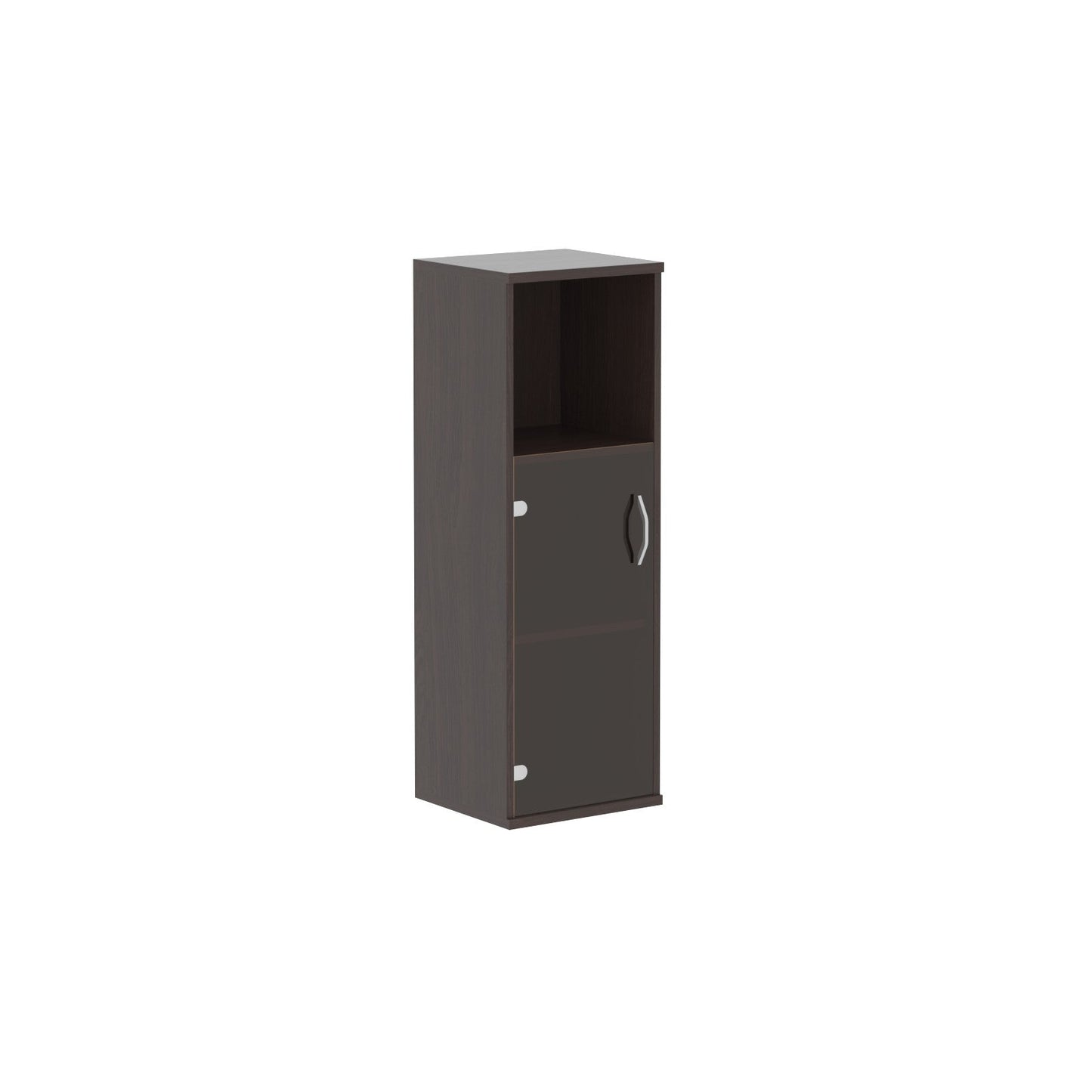 MEDIUM HEIGHT CABINET, MADE IN E1 LAMINATE CHIPBOARD, WITH GLASS SWING DOOR AND OPEN SHELF by Treejar | Souqify
