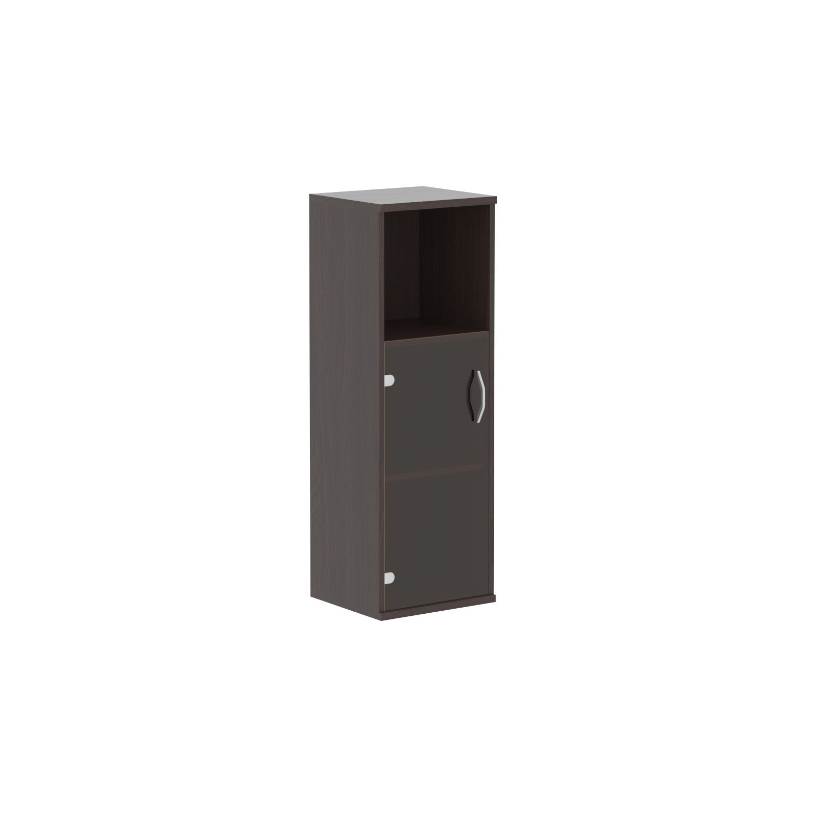 MEDIUM HEIGHT CABINET, MADE IN E1 LAMINATE CHIPBOARD, WITH GLASS SWING DOOR AND OPEN SHELF by Treejar | Souqify