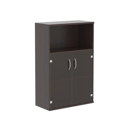 MEDIUM HEIGHT CABINET, MADE IN E1 LAMINATE CHIPBOARD, WITH GLASS SWING DOOR AND OPEN SHELF by Treejar | Souqify