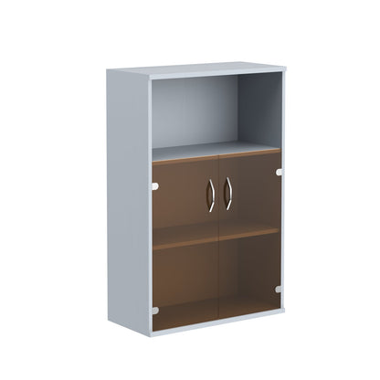 MEDIUM HEIGHT CABINET, MADE IN E1 LAMINATE CHIPBOARD, WITH GLASS SWING DOOR AND OPEN SHELF by Treejar | Souqify