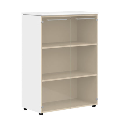 MEDIUM HEIGHT CABINET MADE IN E1 LAMINATE CHIPBOARD WITH GLASS SWING DOORS by Treejar | Souqify