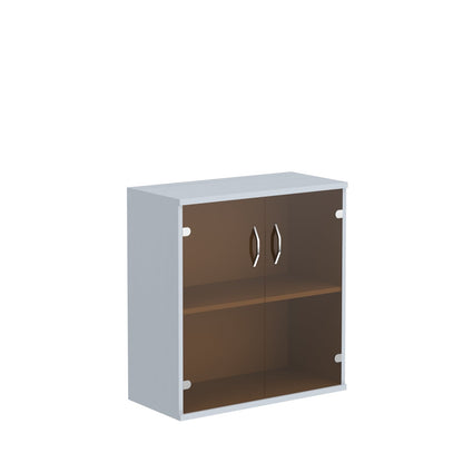 MEDIUM HEIGHT CABINET, MADE IN E1 LAMINATE CHIPBOARD, WITH GLASS SWING DOORS by Treejar | Souqify