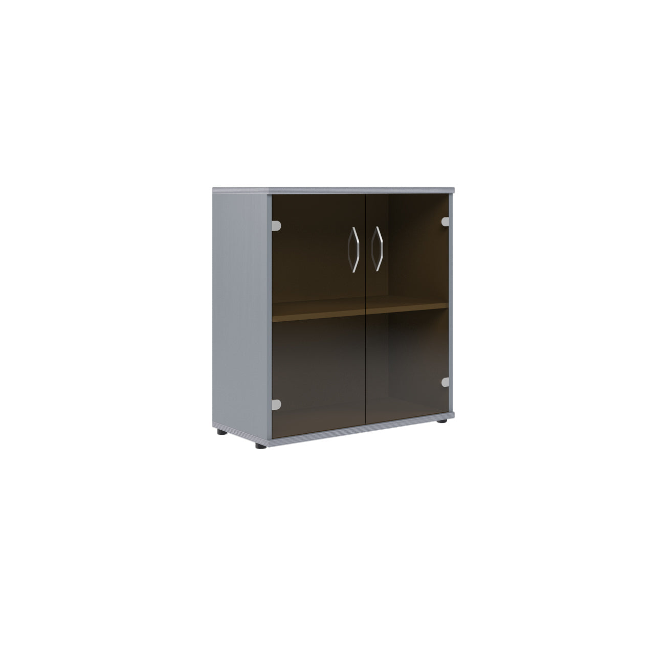 MEDIUM HEIGHT CABINET, MADE IN E1 LAMINATE CHIPBOARD, WITH GLASS SWING DOORS by Treejar | Souqify