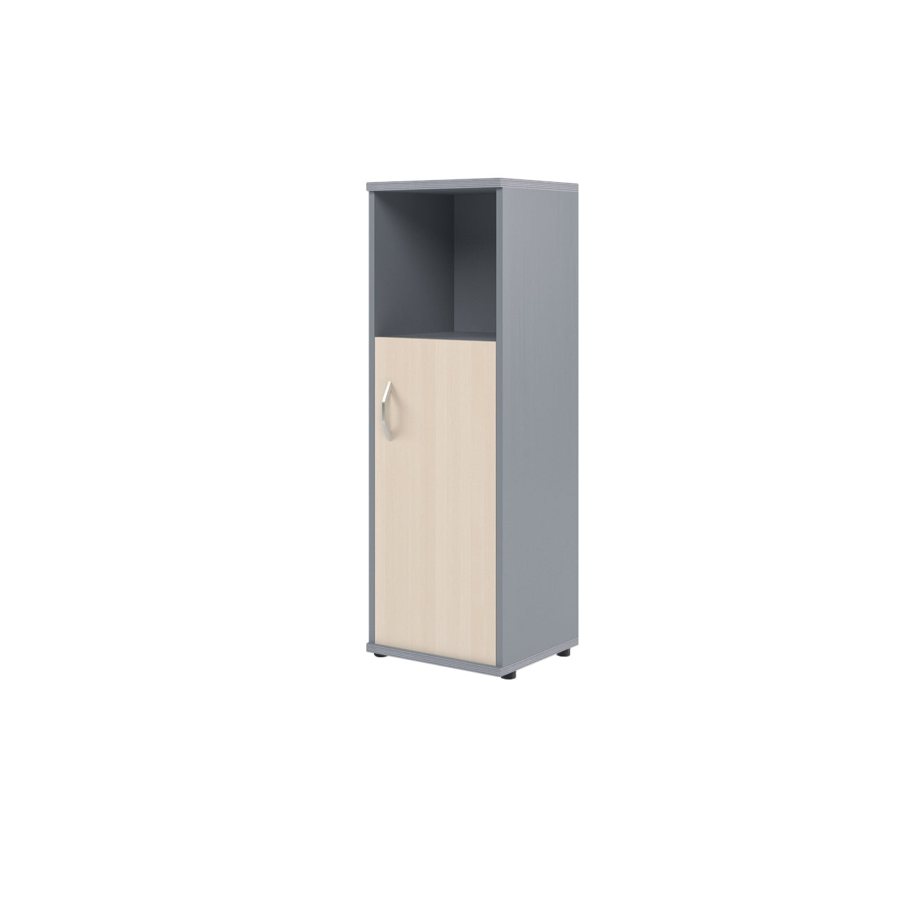 MEDIUM HEIGHT CABINET, MADE IN E1 LAMINATE CHIPBOARD, WITH OPEN SHELF AND WOODEN SWING DOOR by Treejar | Souqify