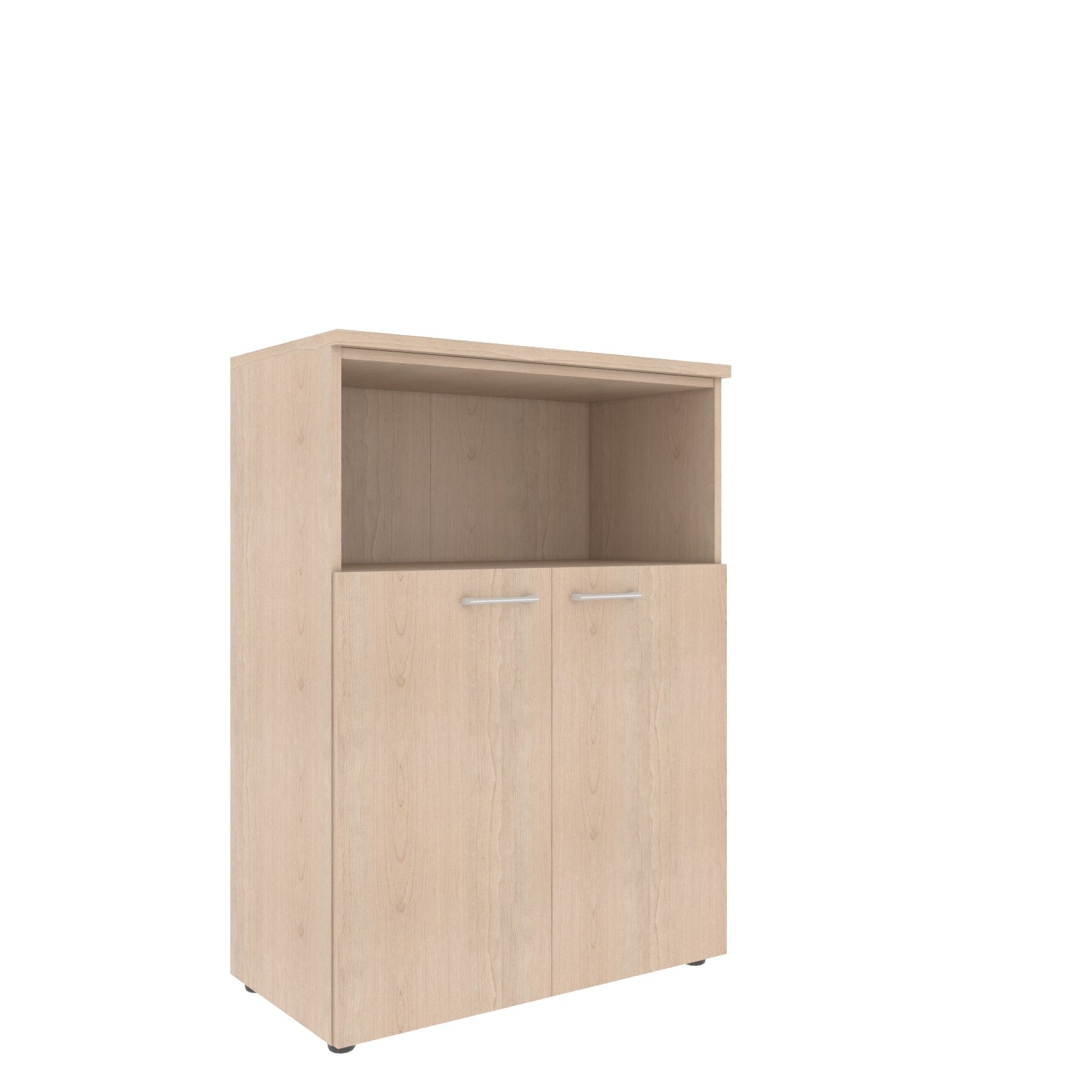 MEDIUM HEIGHT CABINET, MADE IN E1 LAMINATE CHIPBOARD, WITH OPEN SHELF AND WOODEN SWING DOORS by Treejar | Souqify
