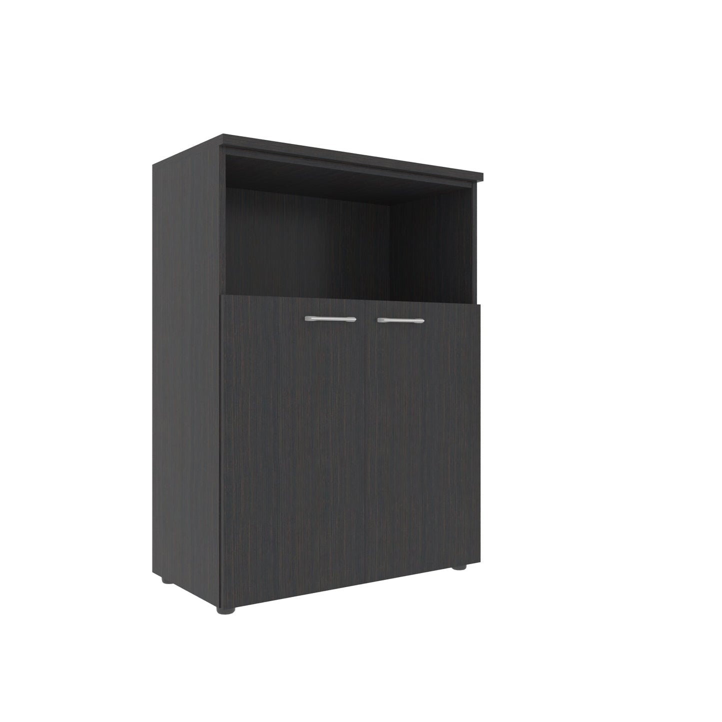 MEDIUM HEIGHT CABINET, MADE IN E1 LAMINATE CHIPBOARD, WITH OPEN SHELF AND WOODEN SWING DOORS by Treejar | Souqify