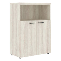 MEDIUM HEIGHT CABINET, MADE IN E1 LAMINATE CHIPBOARD, WITH OPEN SHELF AND WOODEN SWING DOORS by Treejar | Souqify