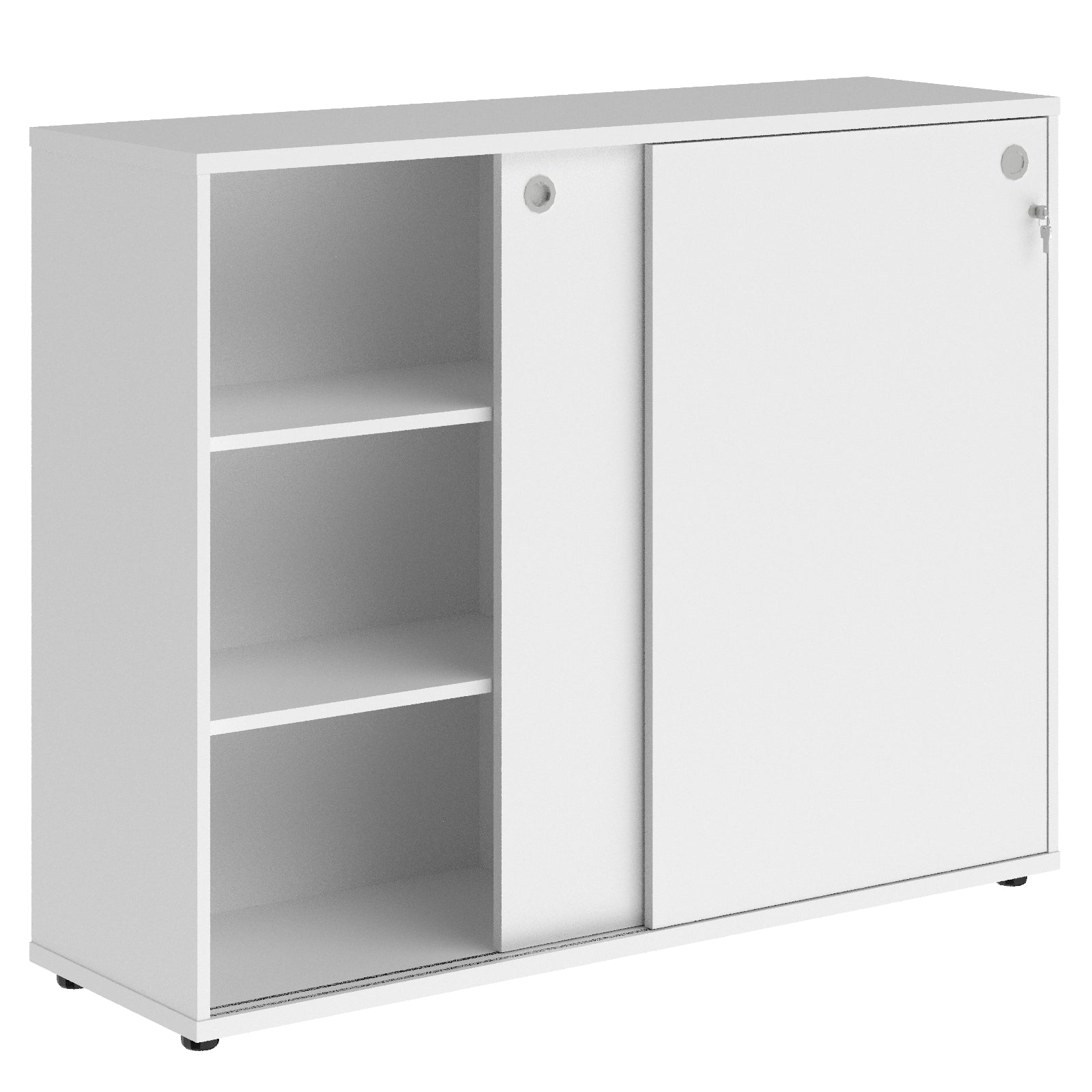 MEDIUM HEIGHT CABINET, MADE IN E1 LAMINATE CHIPBOARD, WITH WOODEN SLIDE DOORS by Treejar | Souqify