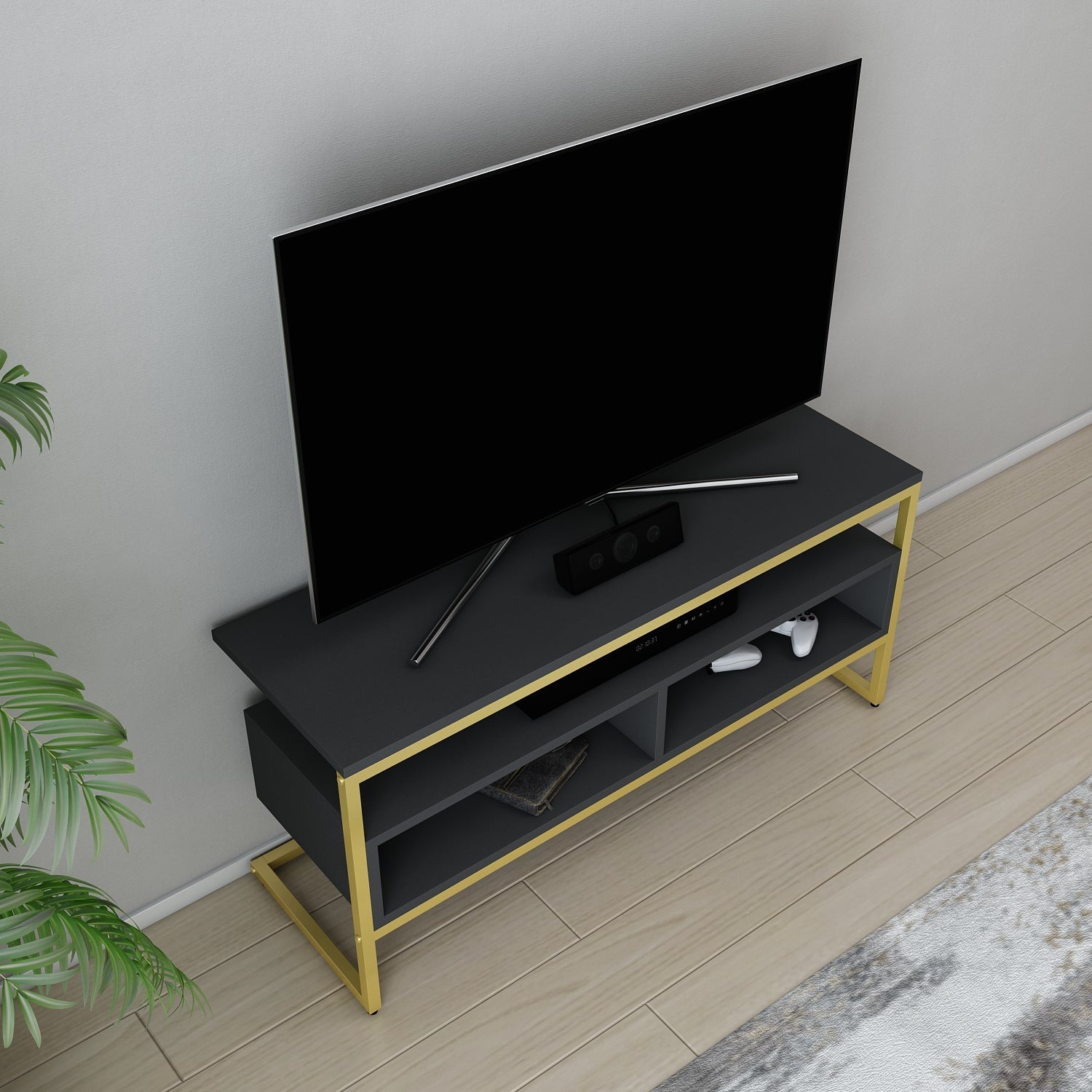 Merrion TV Unit - Gold-Antrasit by DECOROTIKA | Souqify