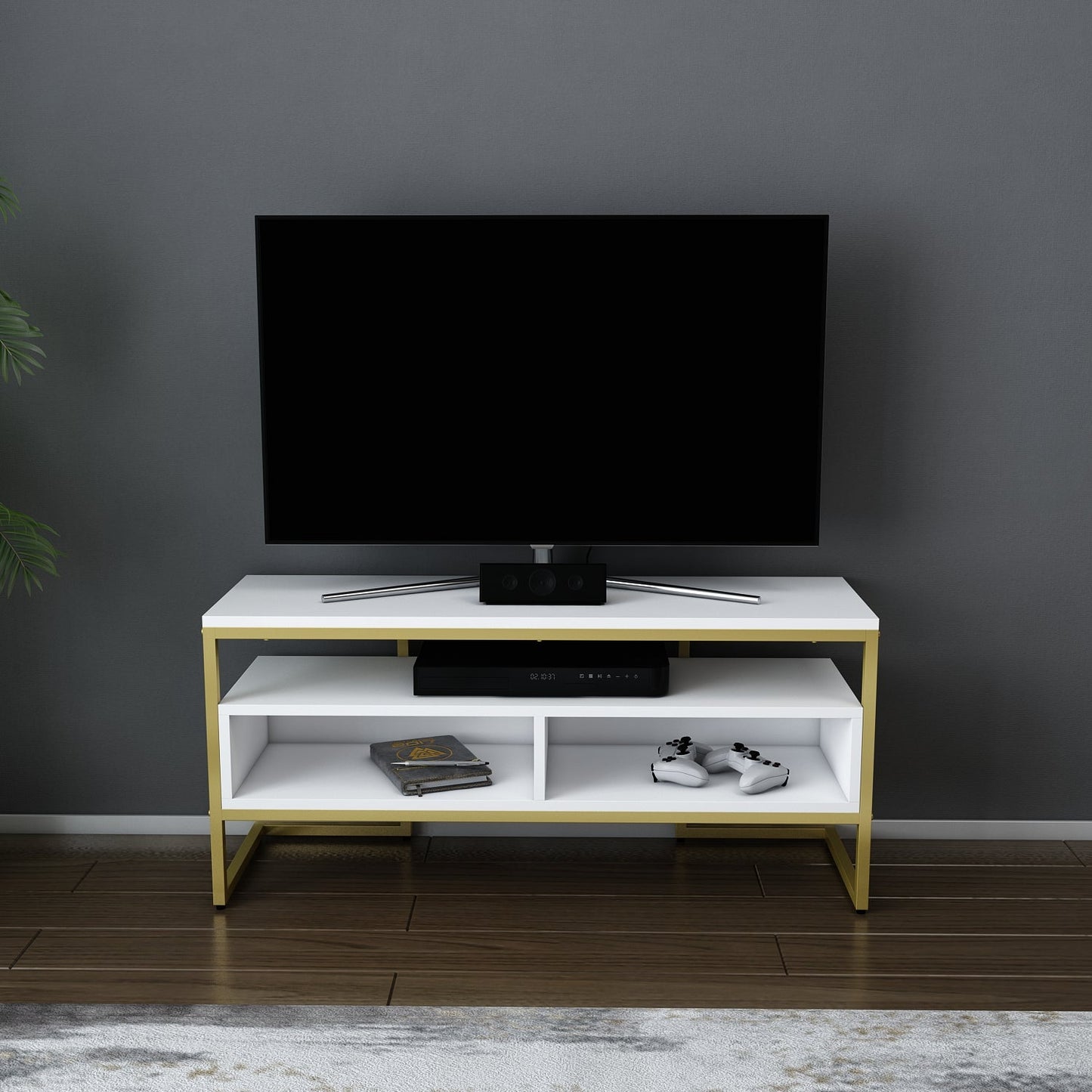 Merrion TV Unit - Gold-White by DECOROTIKA | Souqify