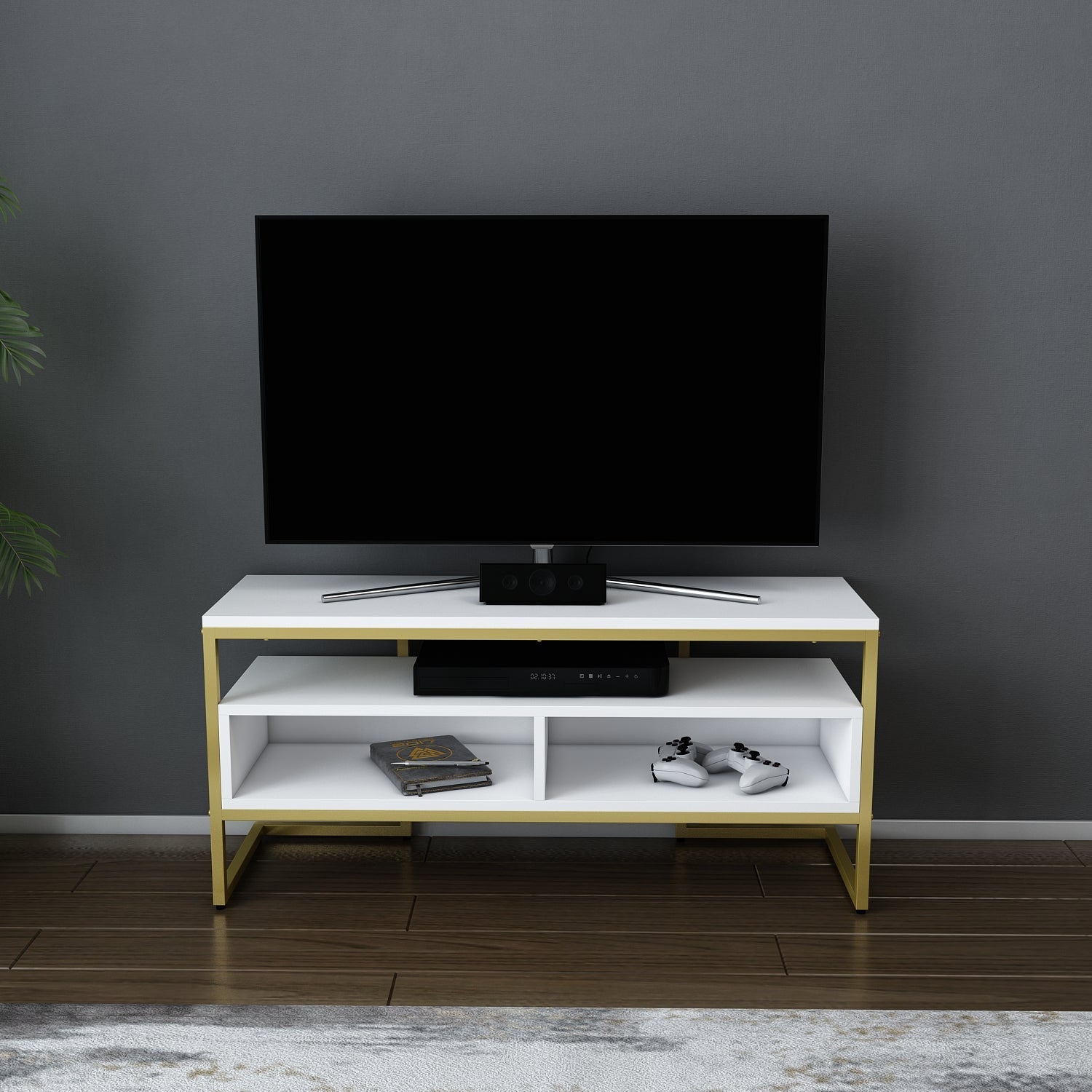 Merrion TV Unit - Gold-White by DECOROTIKA | Souqify