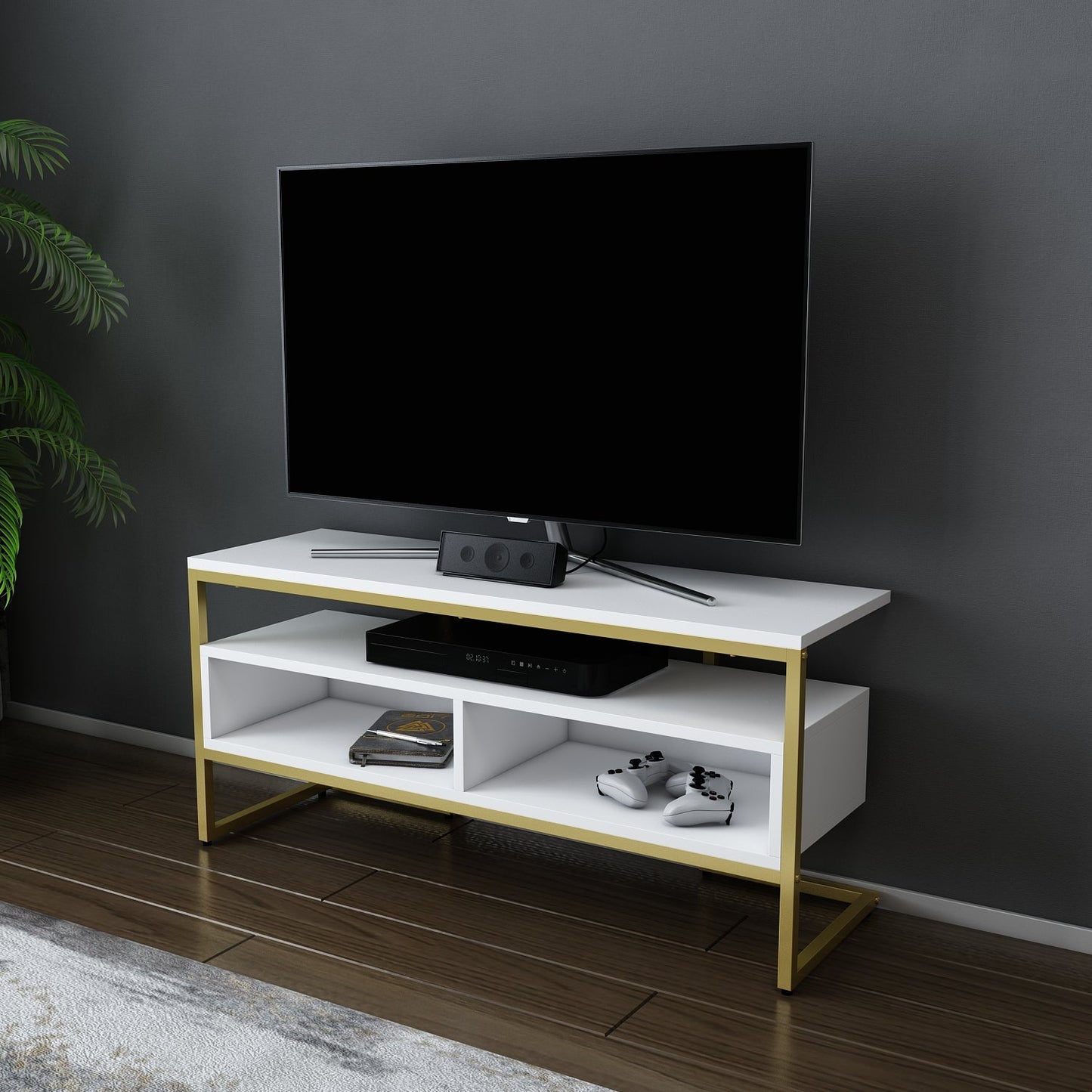 Merrion TV Unit - Gold-White by DECOROTIKA | Souqify