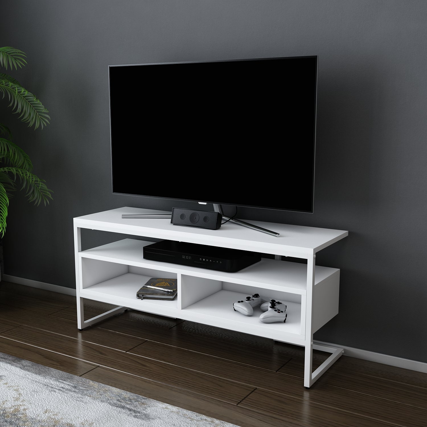 Merrion TV Unit - White-White by DECOROTIKA | Souqify
