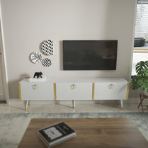 Milagro TV Unit Gloss White Gold by DECOROTIKA | Souqify