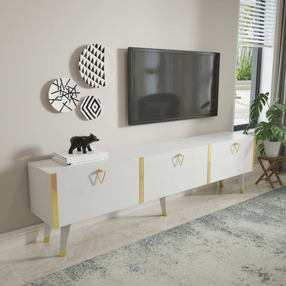 Milagro TV Unit Gloss White Gold by DECOROTIKA | Souqify