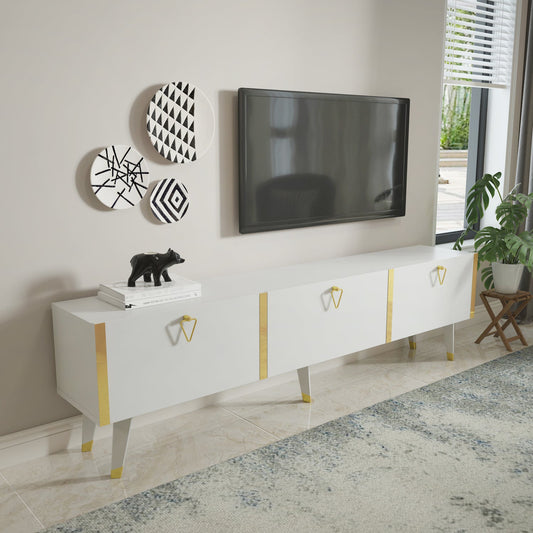 Milagro TV Unit Gloss White Gold by DECOROTIKA | Souqify
