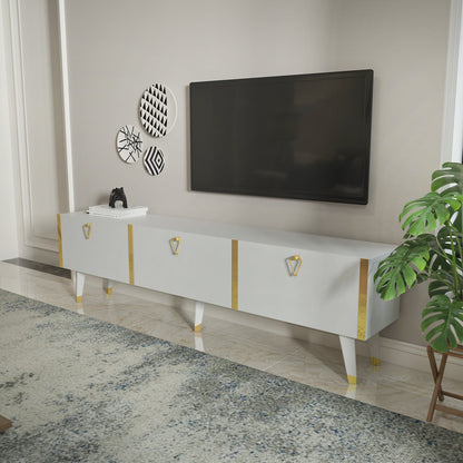 Milagro TV Unit Gloss White Gold by DECOROTIKA | Souqify