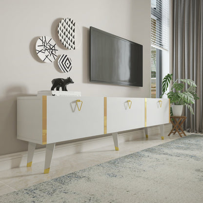 Milagro TV Unit Gloss White Gold by DECOROTIKA | Souqify