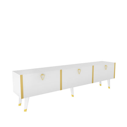Milagro TV Unit Gloss White Gold by DECOROTIKA | Souqify