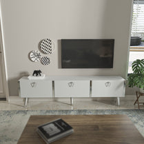 Milagro TV Unit Gloss White Silver by DECOROTIKA | Souqify