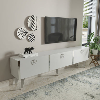 Milagro TV Unit Gloss White Silver by DECOROTIKA | Souqify