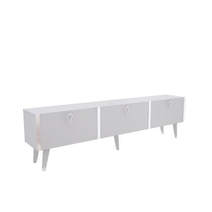 Milagro TV Unit Gloss White Silver by DECOROTIKA | Souqify