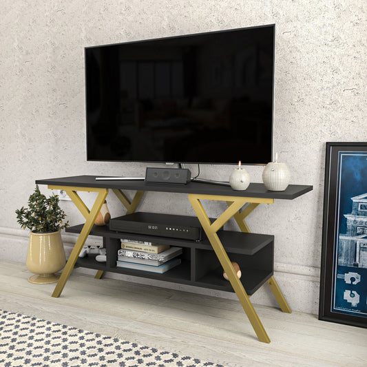 Minerva TV Unit - Gold-Antrasit by DECOROTIKA | Souqify
