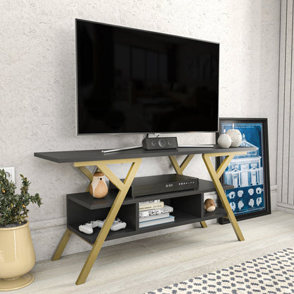 Minerva TV Unit - Gold-Antrasit by DECOROTIKA | Souqify