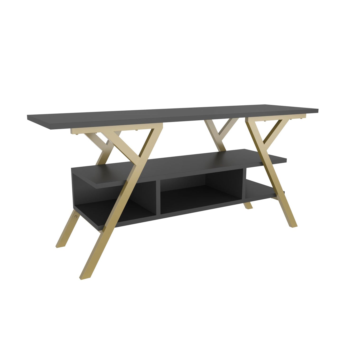 Minerva TV Unit - Gold-Antrasit by DECOROTIKA | Souqify