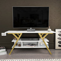 Minerva TV Unit - Gold-White by DECOROTIKA | Souqify