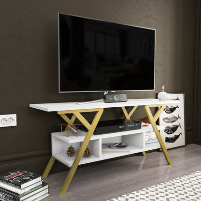 Minerva TV Unit - Gold-White by DECOROTIKA | Souqify