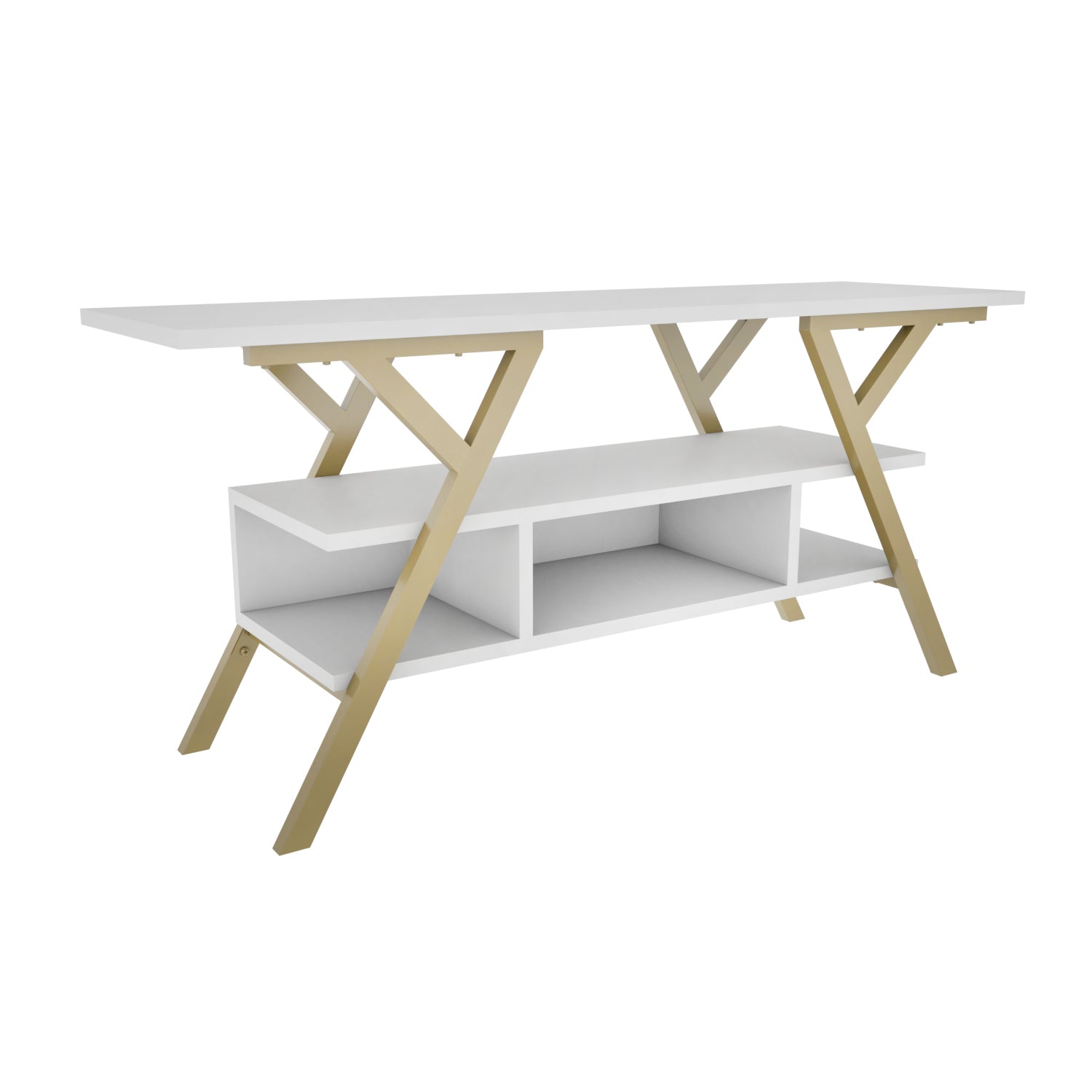 Minerva TV Unit - Gold-White by DECOROTIKA | Souqify