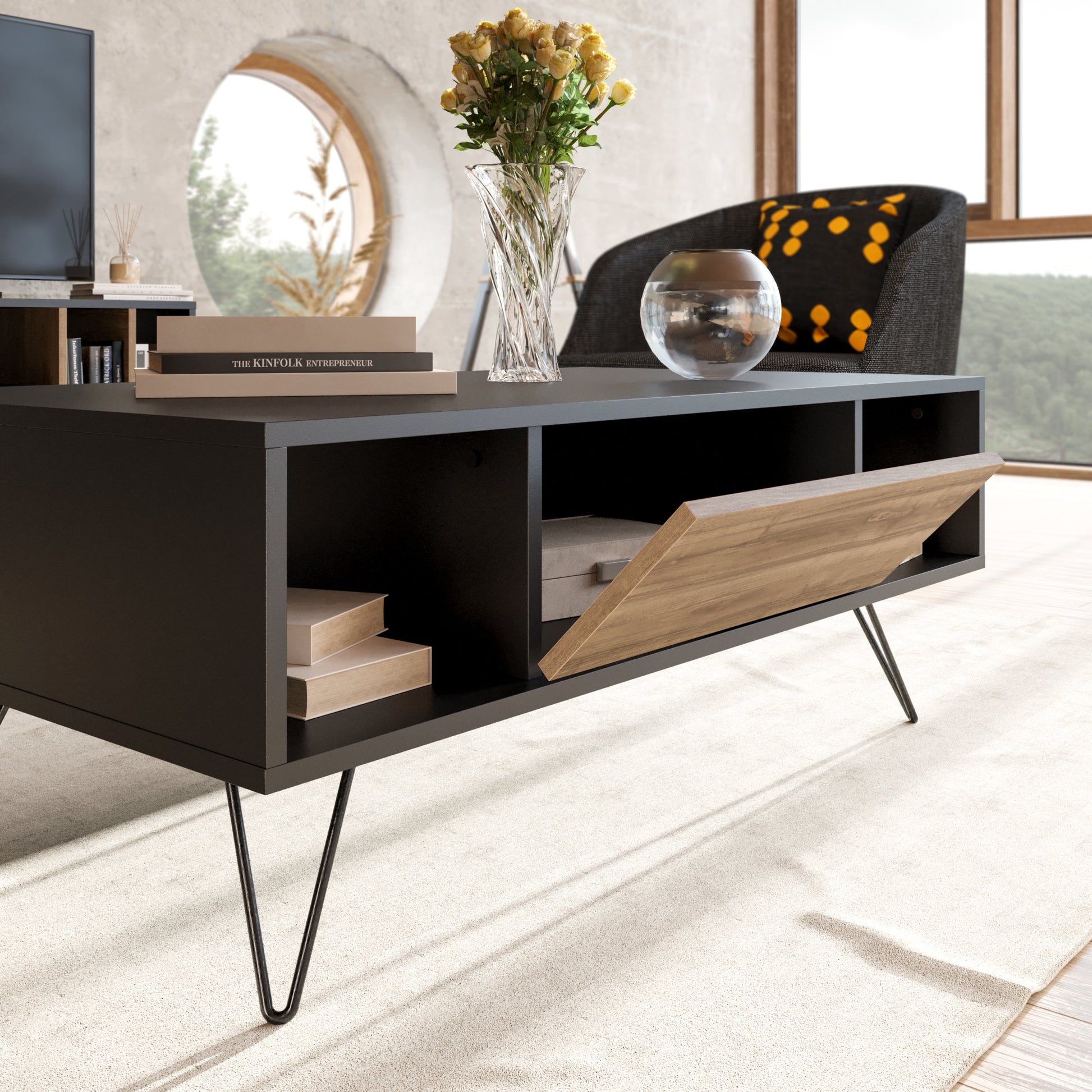 Mistico Coffee Table - Black & Walnut by DECOROTIKA | Souqify
