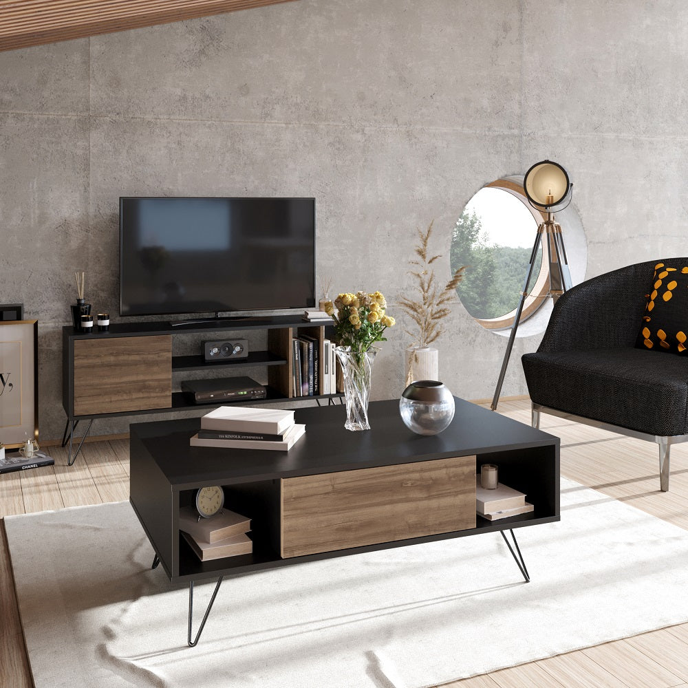 Mistico Coffee Table - Black & Walnut by DECOROTIKA | Souqify