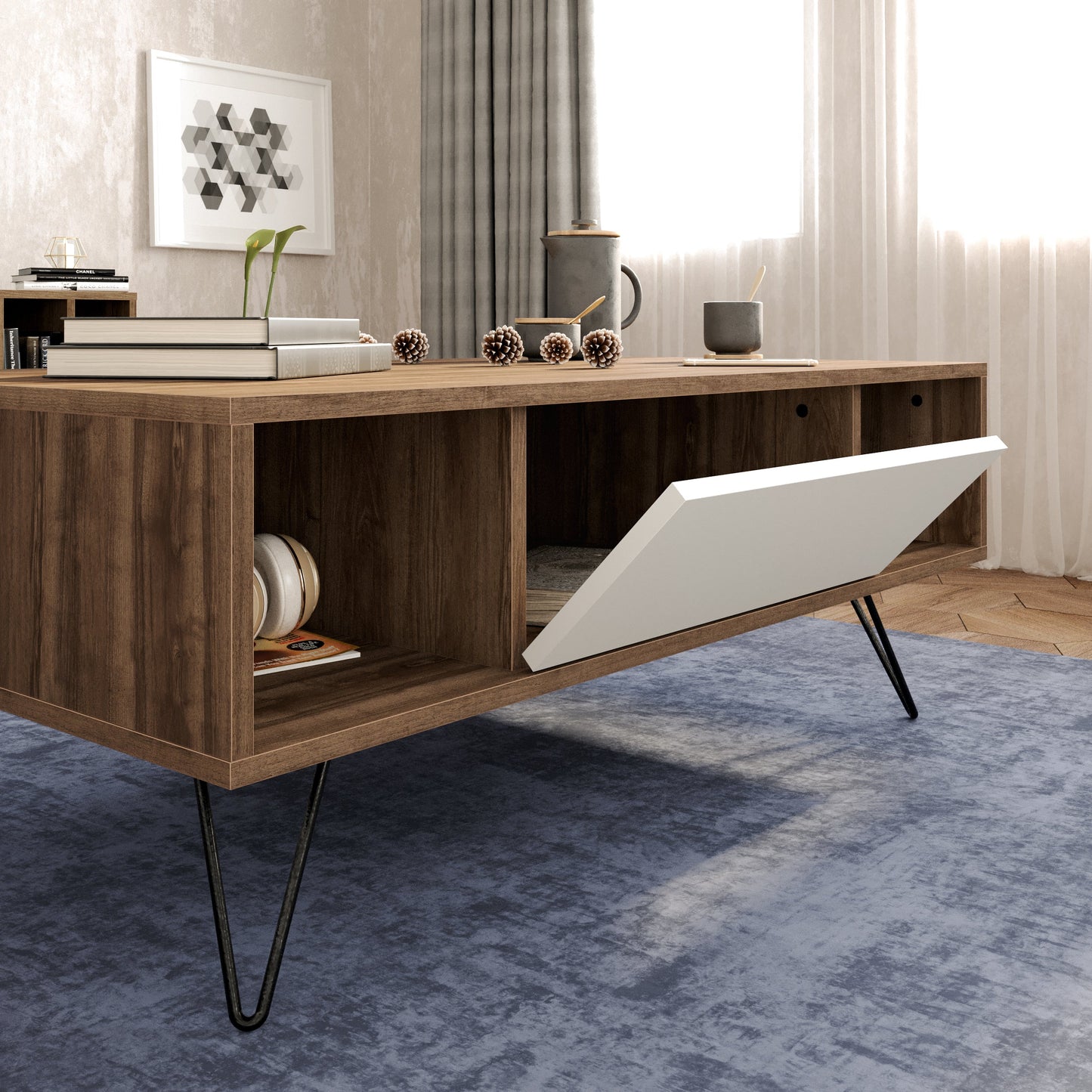 Mistico Coffee Table - Walnut & White by DECOROTIKA | Souqify